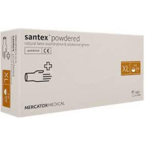 Рукавички латексні припудрені MERCATOR Medical Santex Powdered розмір XL 100шт/уп